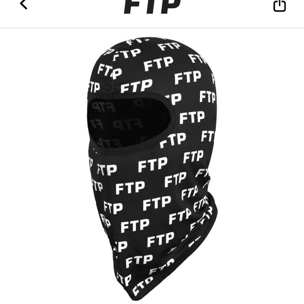 FTP Black Balaclava with White Repeating Logo